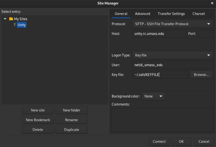 Configuring FileZilla for Unity